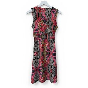 Prana Sleeveless Paisely Floral Coral Malibu Twist Midi Dress Size Medium
